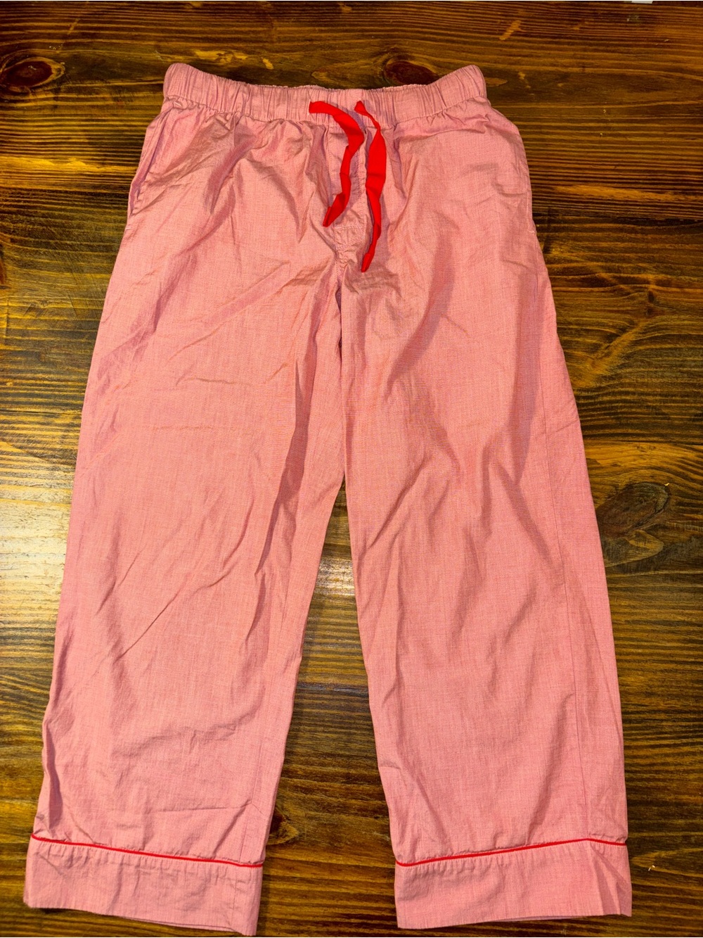 LAKE 100% Cotton Poplin Pajama Pants Red Size S, pockets drawstring, Christmas
